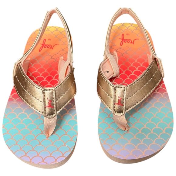 Reef Other - Reef Little Uni Gold rainbow mermaid flip flop sandal heel strap toddler 10 NWOT
